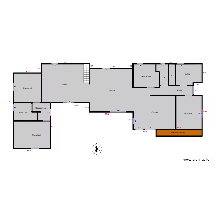 Charuau ye. Plan de 11  et 146 m²