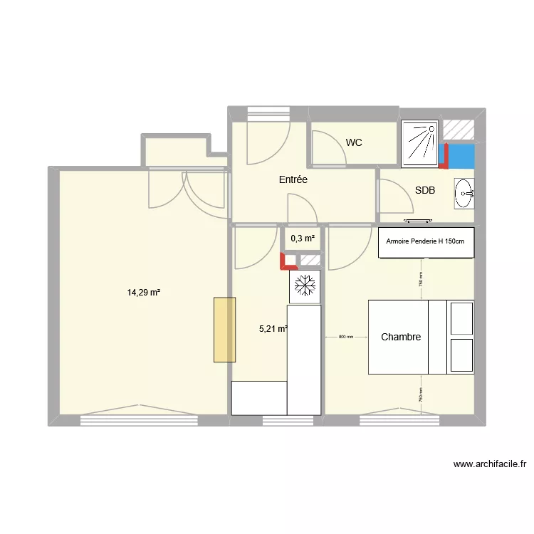 106 S&egrave;vres Projet V4. Plan de 11  et 39 m²