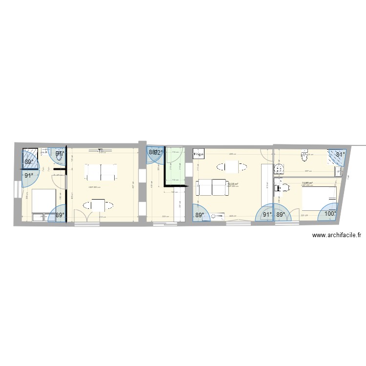 PLATEAU CENTRE MDM REV 3. Plan de 6 pièces et 72 m2