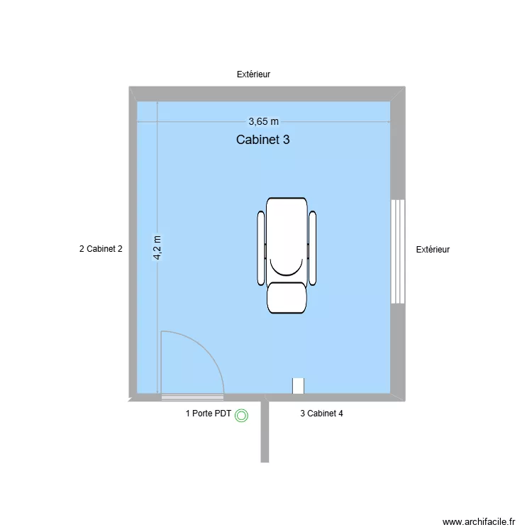 31598 Cabinet 3. Plan de 1  et 15 m²