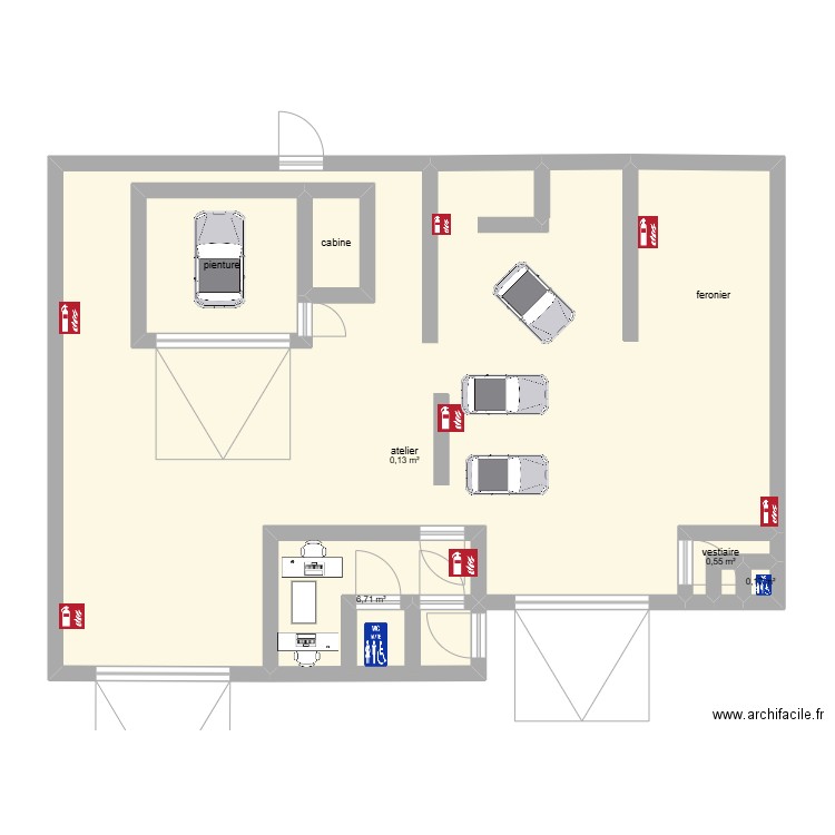 carroserie montillienne. Plan de 7 pièces et 107 m2
