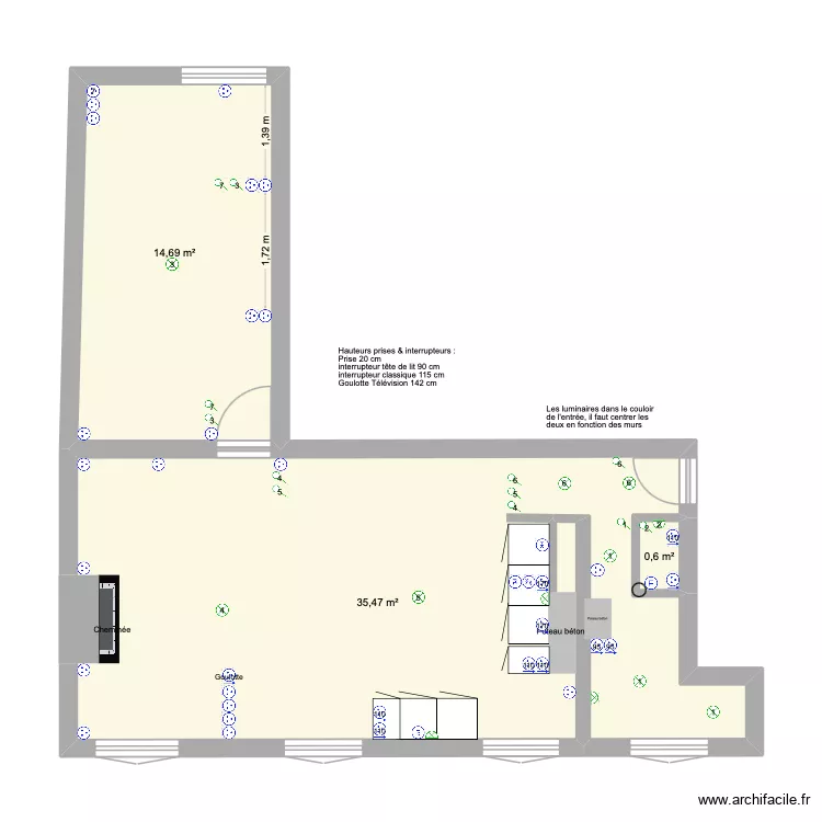 Plan Technique Th&eacute;o Marcadet. Plan de 3  et 51 m²