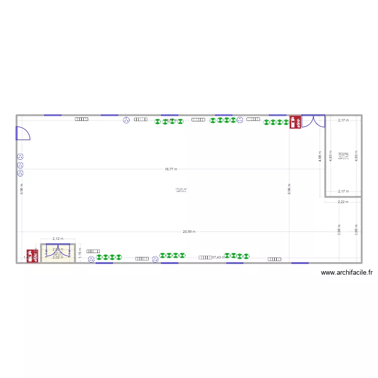 Salle Bainghen echelle. Plan de 
