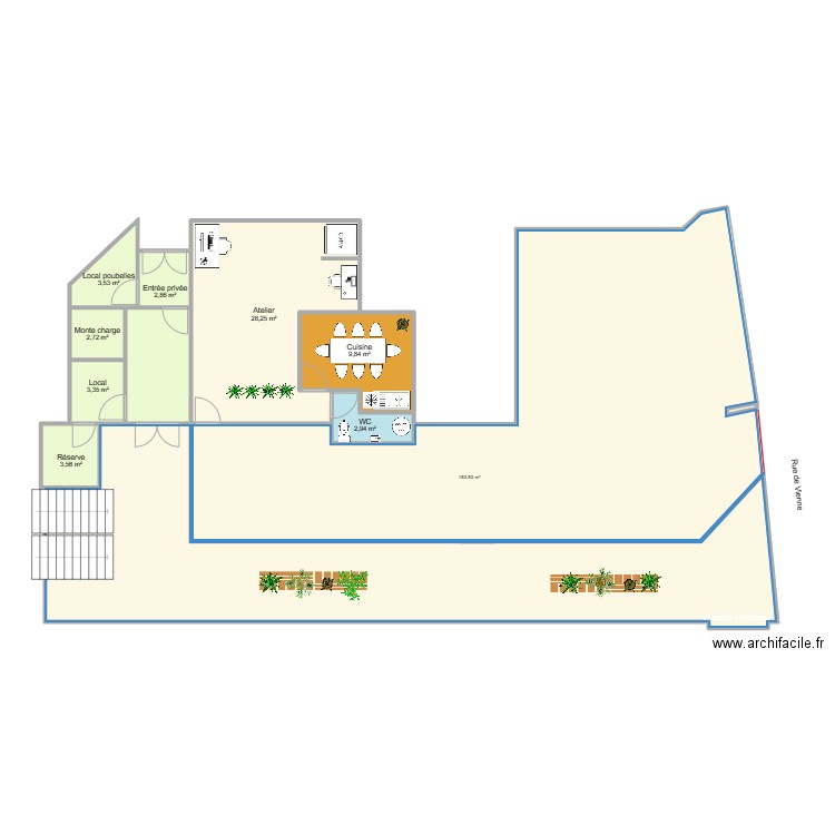 PLAN REZ DE CHAUSSEE en modif. Plan de 12 pièces et 247 m2