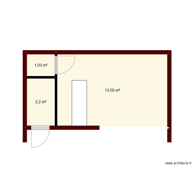 cabanne piscine. Plan de 3 pièces et 16 m2