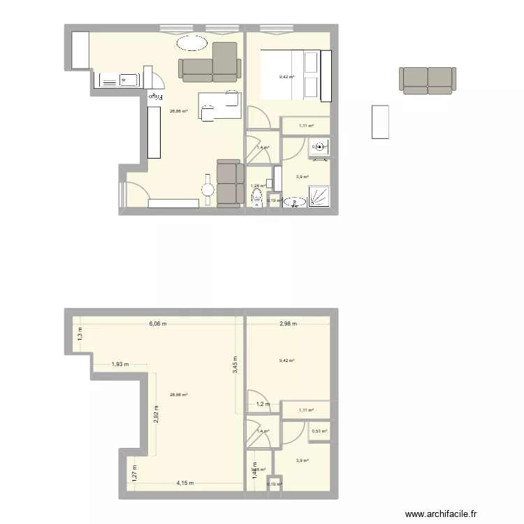 R VIDE. Plan de 16 et 89 m² R VIDE. Plan de 16 et 89 m²