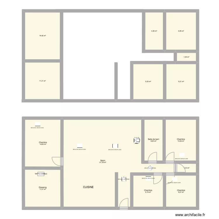 DINAN. Plan de 15  et 181 m²