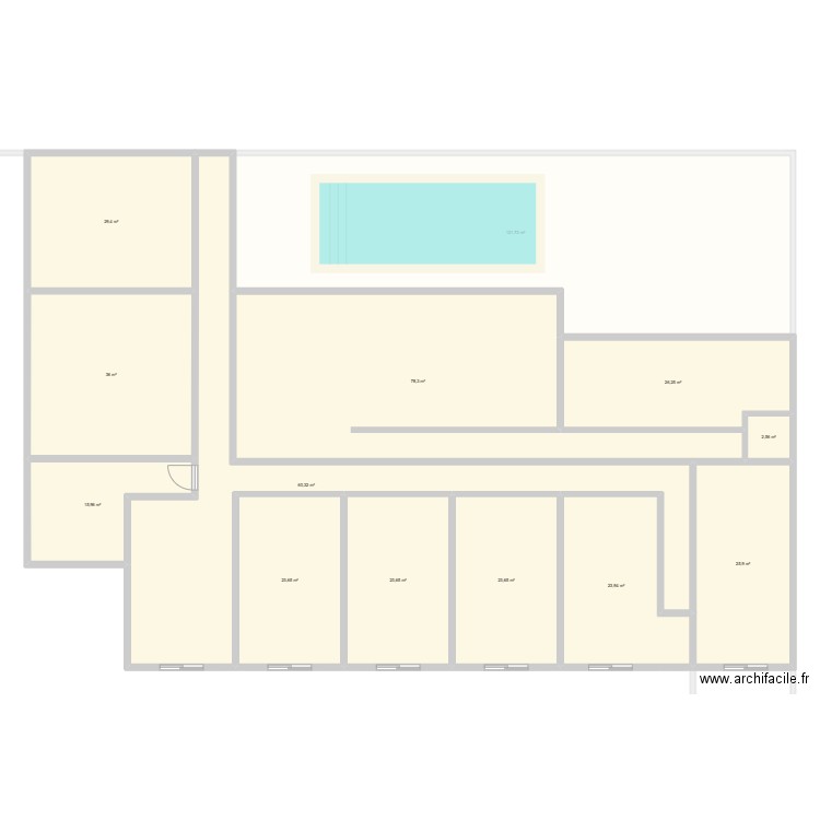 Niveau 0. Plan de 25 pièces et 860 m2