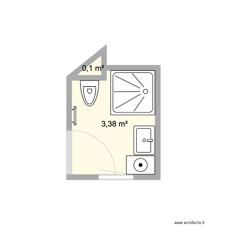 Van haelen sdb projeté. Plan de 2 pièces et 3 m2