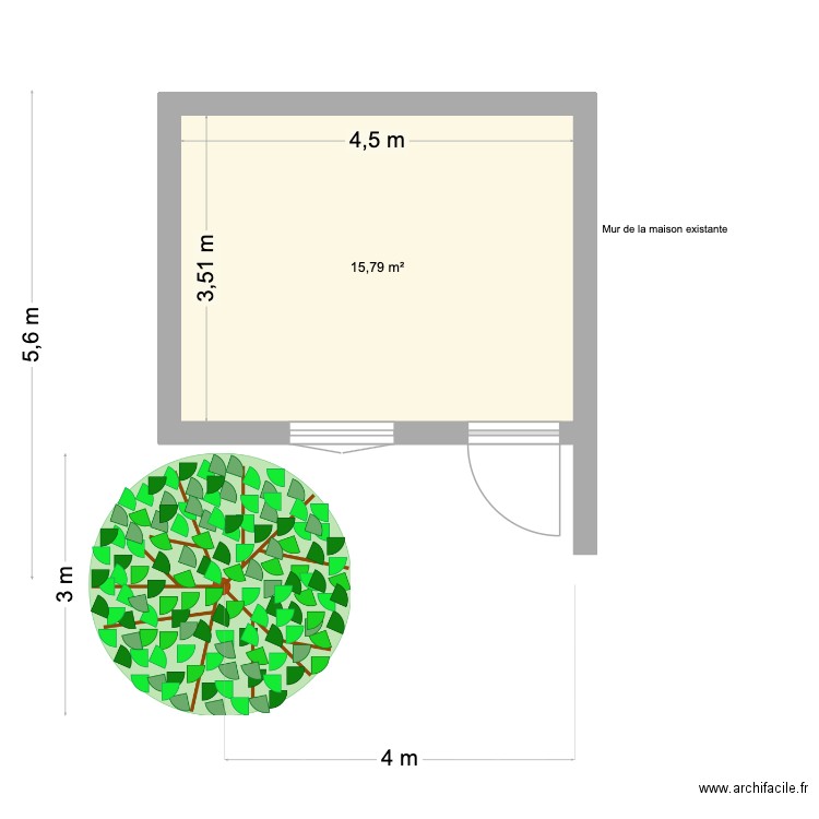garage Corbere 8 arbre 20m2. Plan de 1 pièce et 16 m2