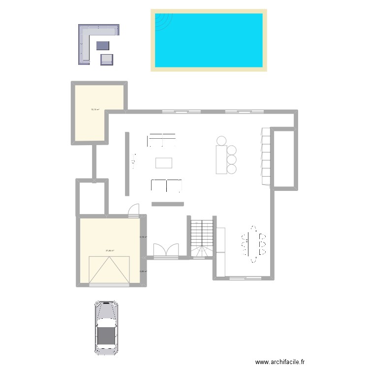 fayet. Plan de 4 pièces et 34 m2
