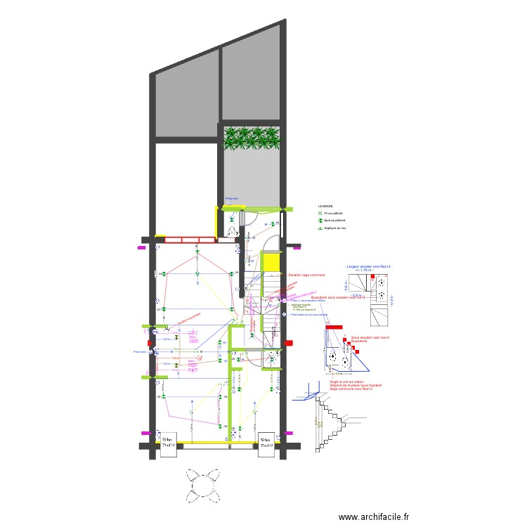 BAUCQ 77 3e étage Electricité. Plan de 8 pièces et 99 m2
