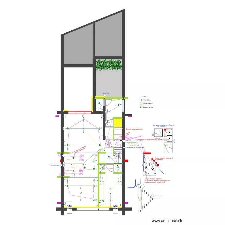 BAUCQ 77 3e &eacute;tage Electricit&eacute;. Plan de 8  et 99 m²