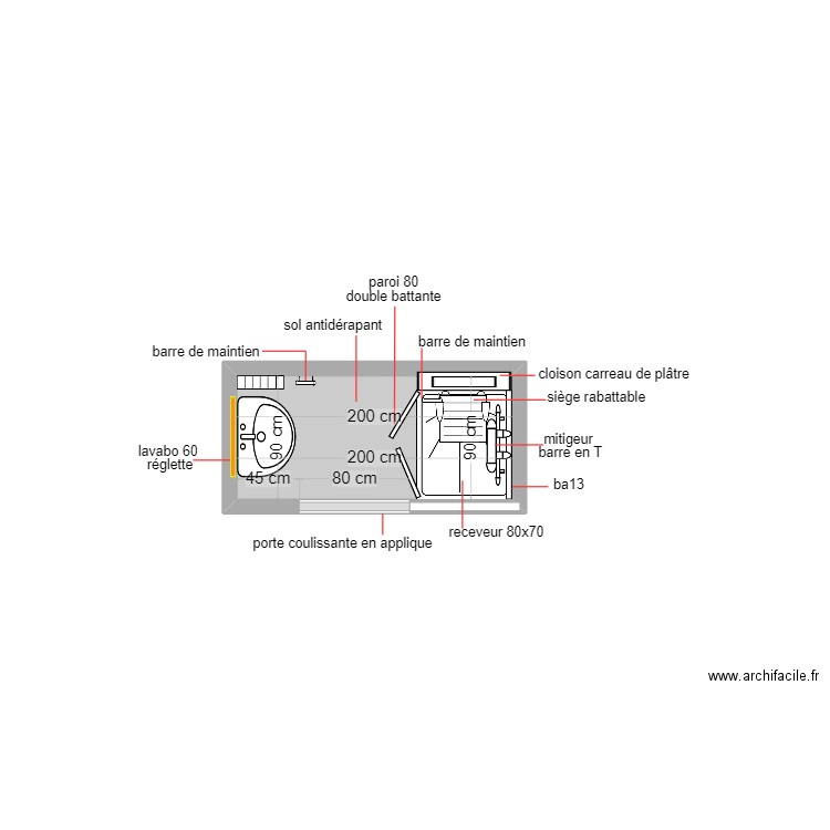 bachmann 14/12. Plan de 1 pièce et 2 m2