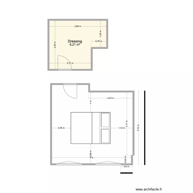 DRESSING. Plan de 1 pièce et 6 m²