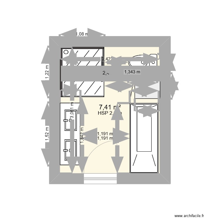 st eustache. Plan de 1 pièce et 7 m2