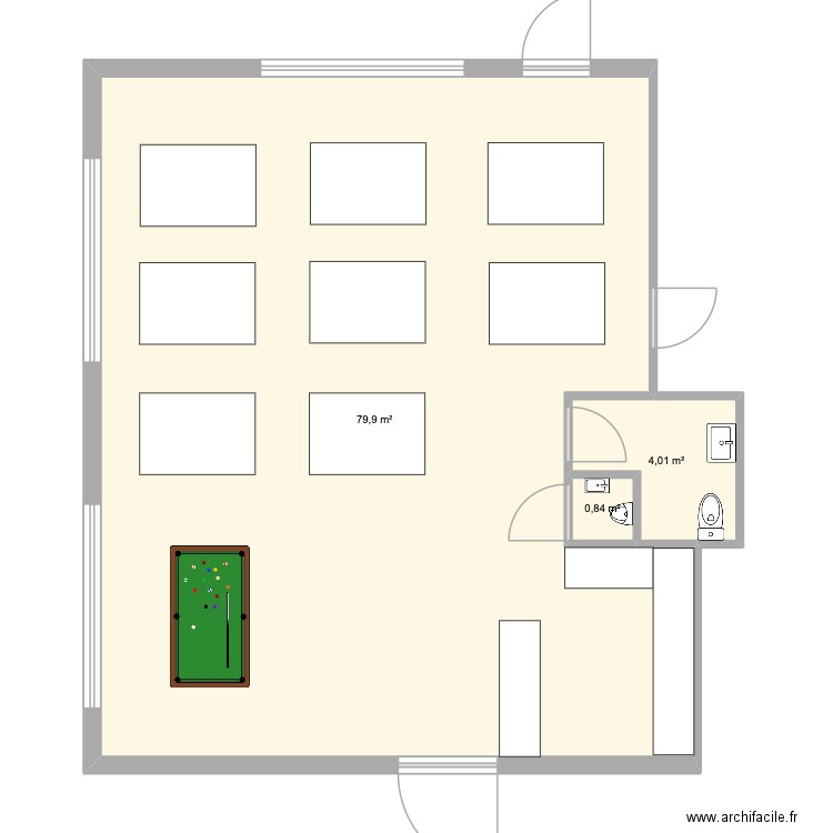 Local Corbieres. Plan de 3 pièces et 85 m2