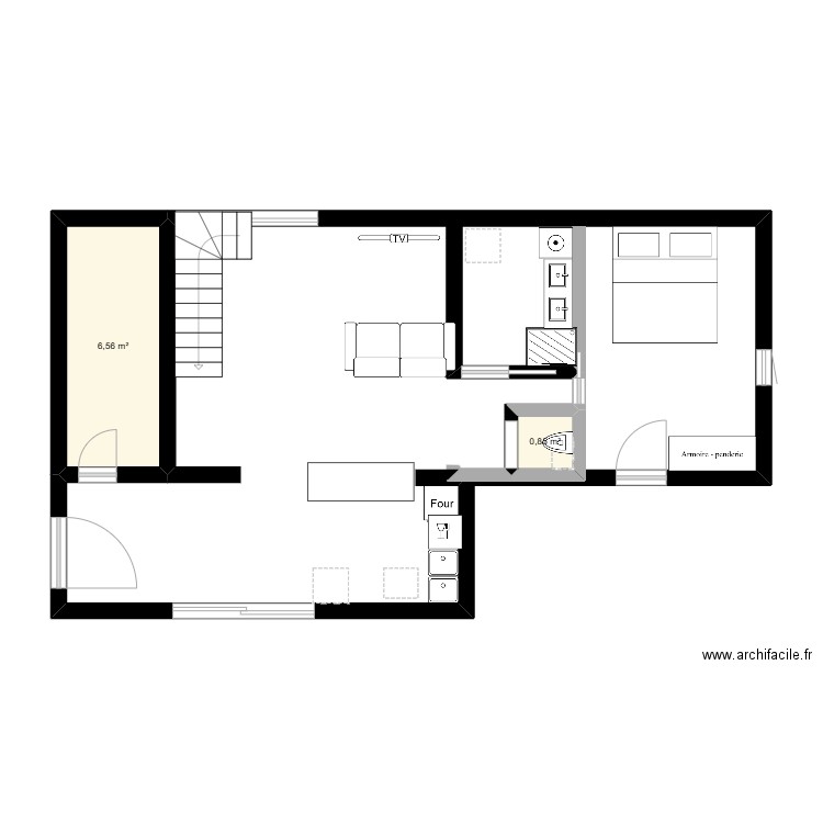 jayat 01340. Plan de 2 pièces et 7 m2