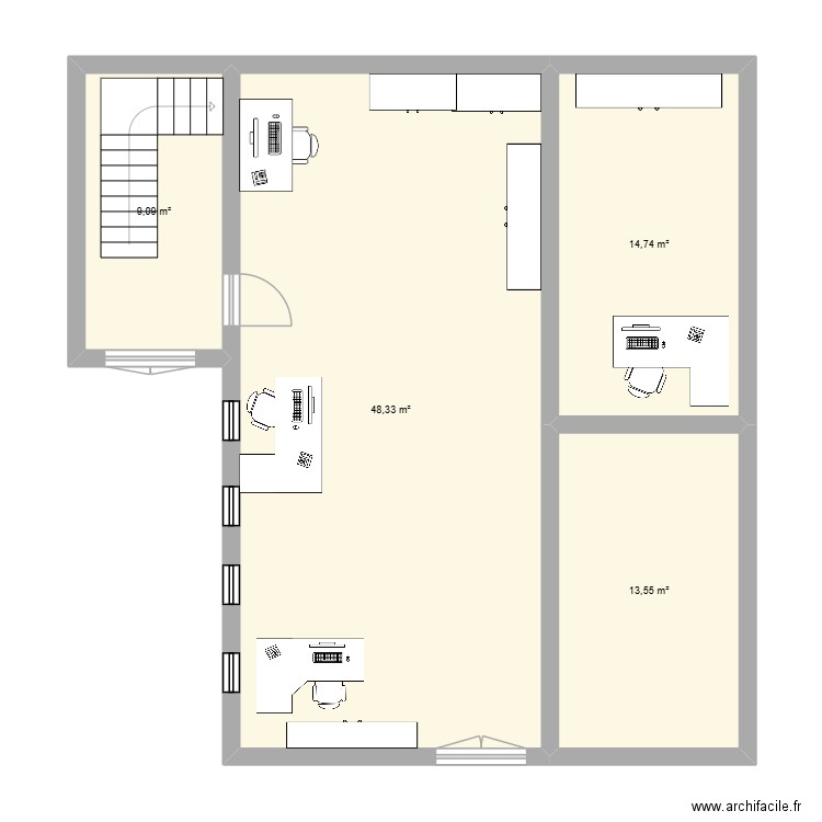 RDC urbanisme. Plan de 4 pièces et 86 m2