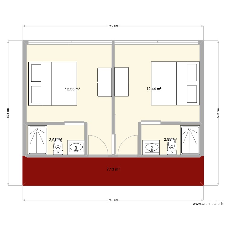 Reserva6. Plan de 5 pièces et 38 m2