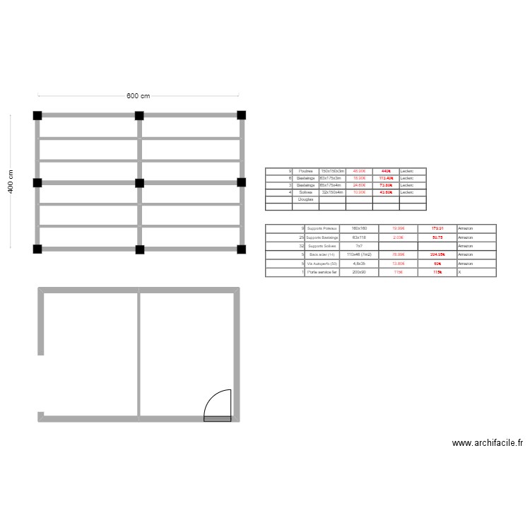 Abri Bois. Plan de 11 pièces et 32 m2