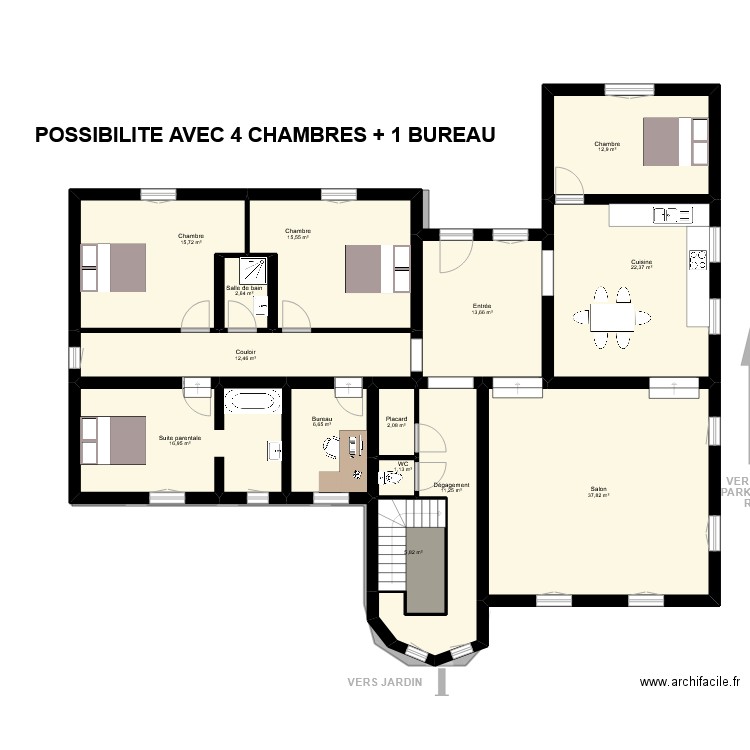 MENDELE possibilté. Plan de 23 pièces et 355 m2