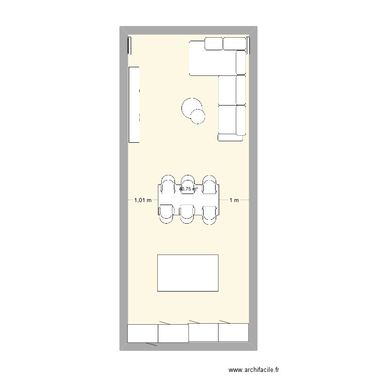 Pièce principale. Plan de 1 pièce et 41 m2