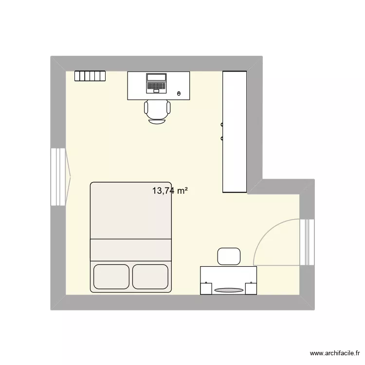 Plan n&deg; a la chambre. Plan de 1  et 14 m²