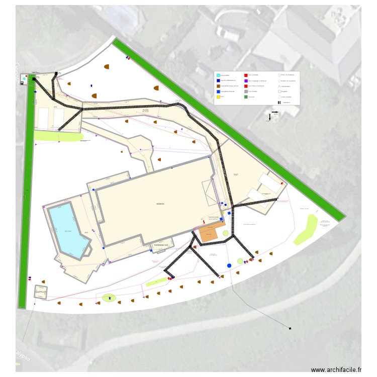 Extérieurs - Projet Janvier 2024. Plan de 15 pièces et 1212 m2