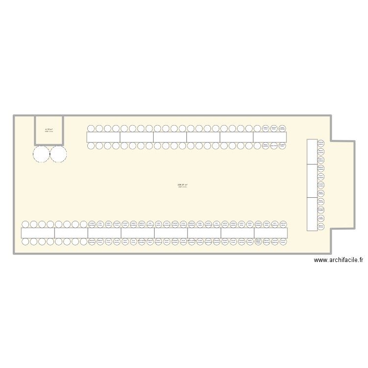 Salle mariage. Plan de 2 pièces et 244 m2