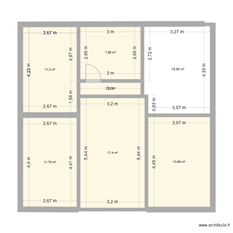 Laennec. Plan de 7 pièces et 78 m2