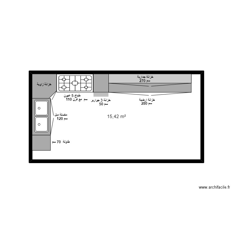 HOUS. Plan de 1 pièce et 15 m2