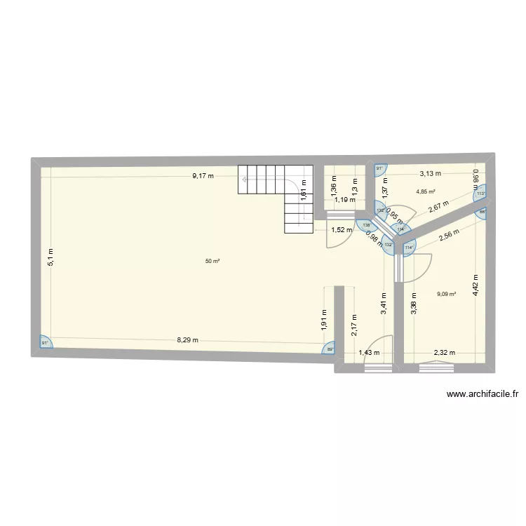 Maison 19 Buzz. Plan de 3 pièces et 64 m²