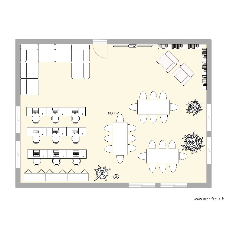 École de rêve­ trop cool. Plan de 1 pièce et 80 m2
