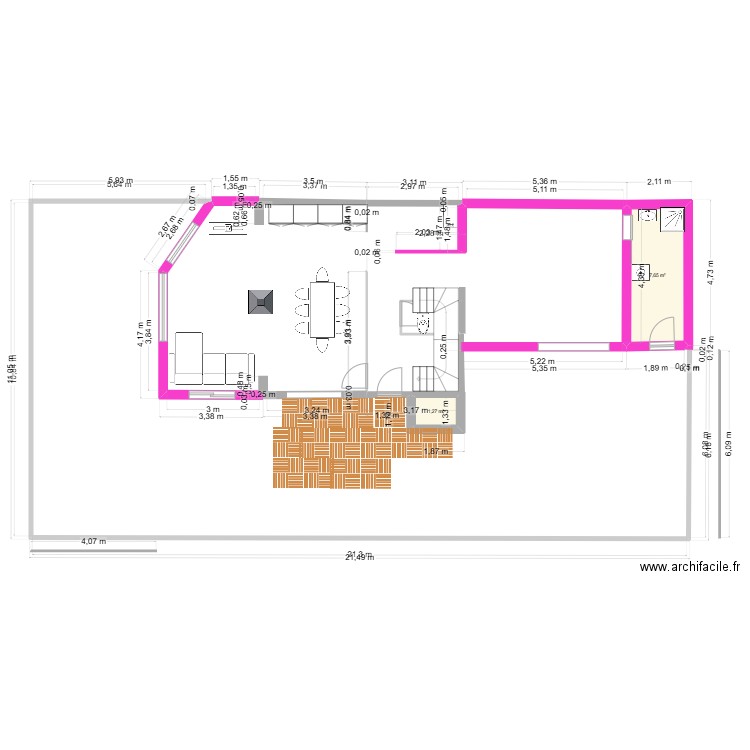 Maison B R Her  éage option bow window. Plan de 2 pièces et 9 m2