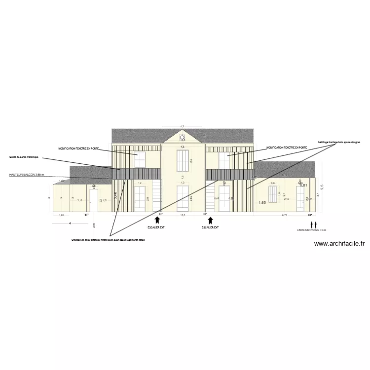 FACADE NORD projet. Plan de 