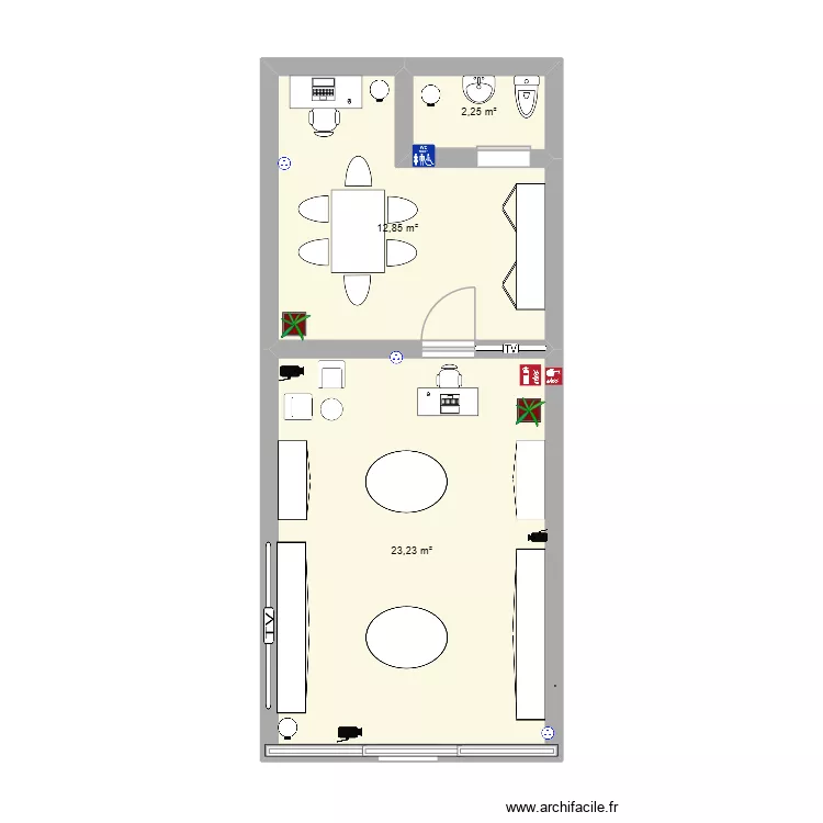 magasin. Plan de 3 pièces et 38 m² magasin. Plan de 3 pièces et 38 m²