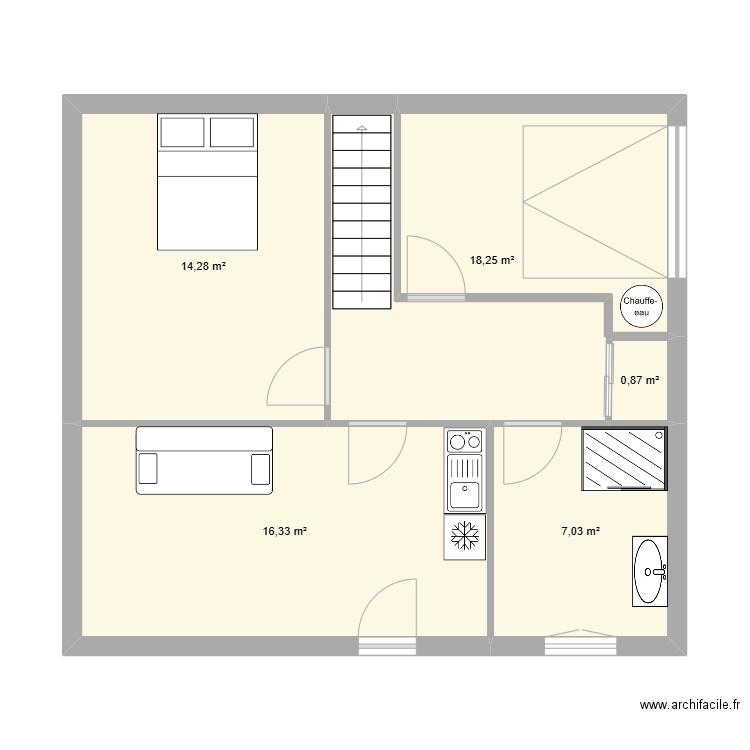 Frontenex. Plan de 5 pièces et 57 m2