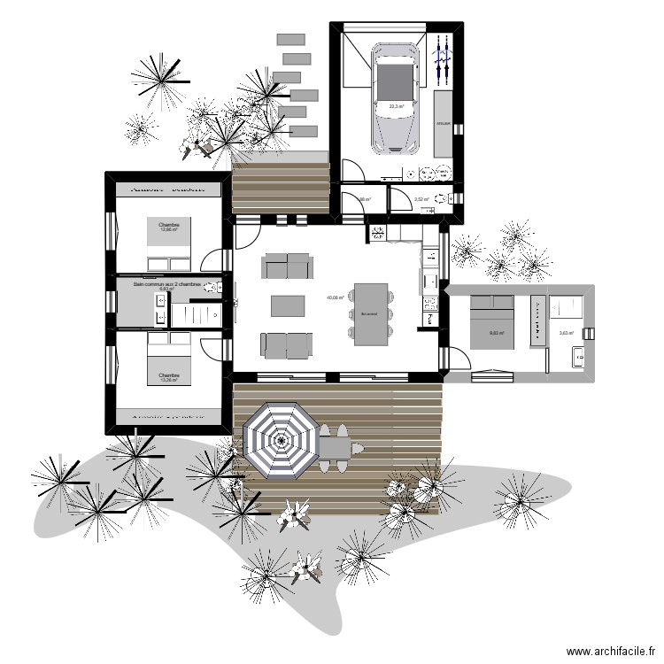 maison  01. Plan de 13 pièces et 232 m2