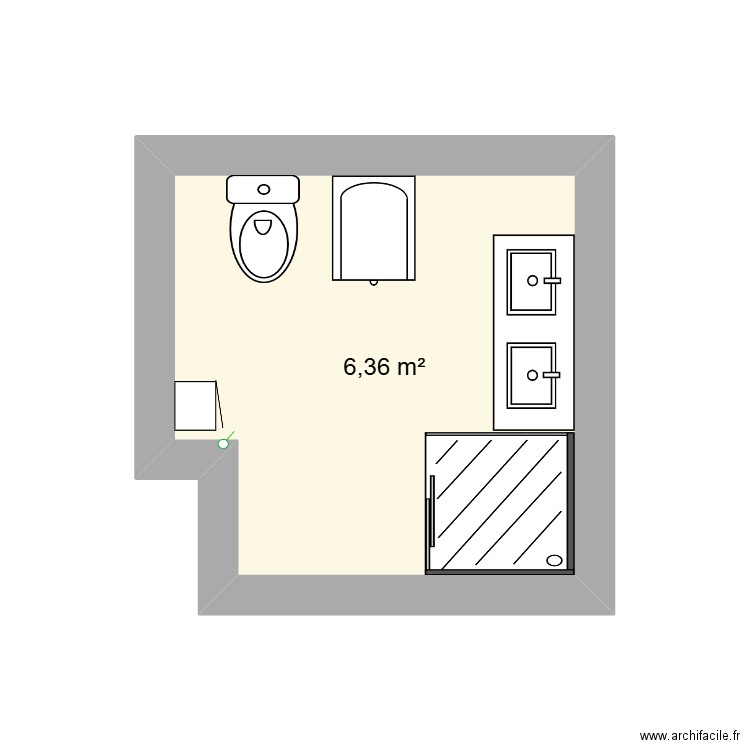 sdb bébé. Plan de 1 pièce et 6 m2