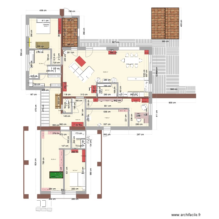 Projet 2-5. Plan de 13 pièces et 198 m2