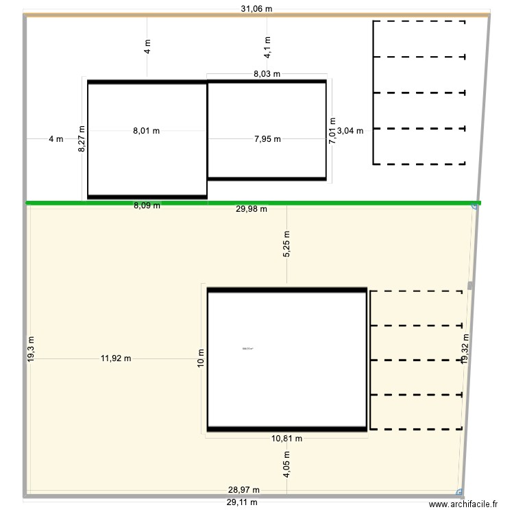 terrain implantation  2Maisons OUEST. Plan de 1 pièce et 569 m2