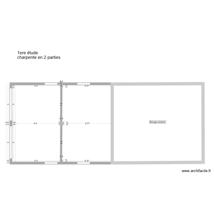 Extention Garage Structure. Plan de 1 et 57 m² Extention Garage Structure. Plan de 1 et 57 m²
