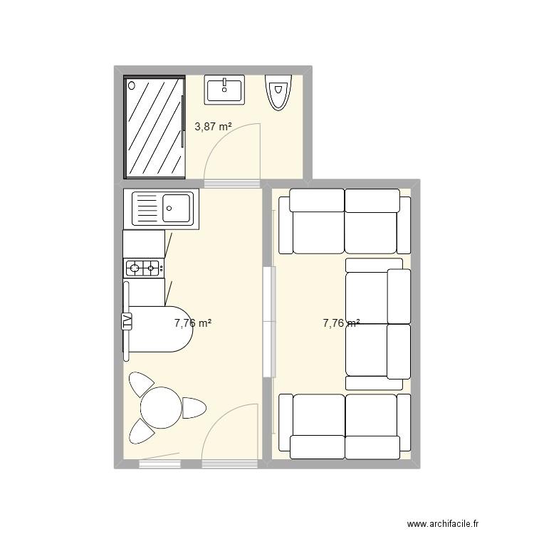 hafedh. Plan de 3 pièces et 19 m2