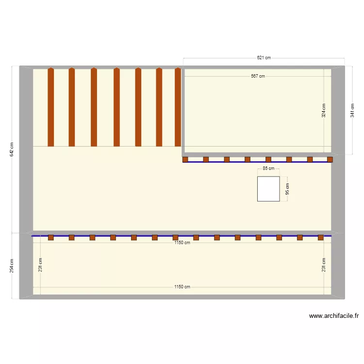 Coupe fa&ccedil;ade. Plan de 