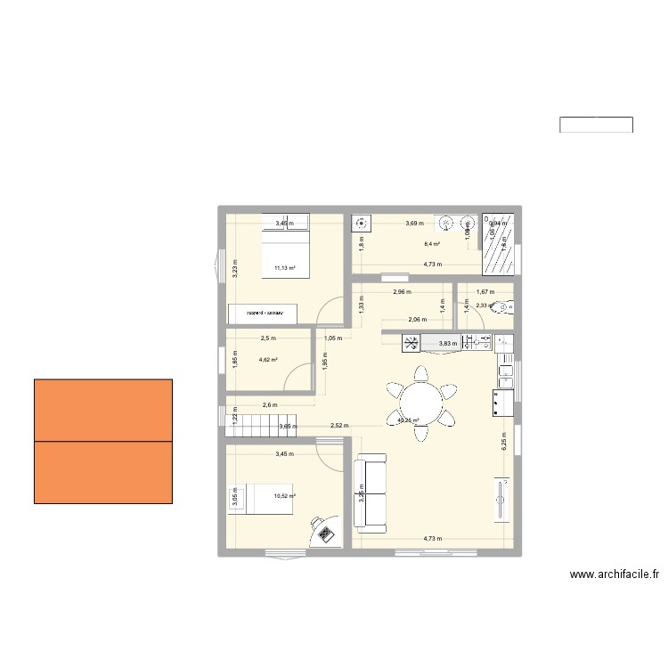 Maison  CPLE. Plan de 6 pièces et 77 m2