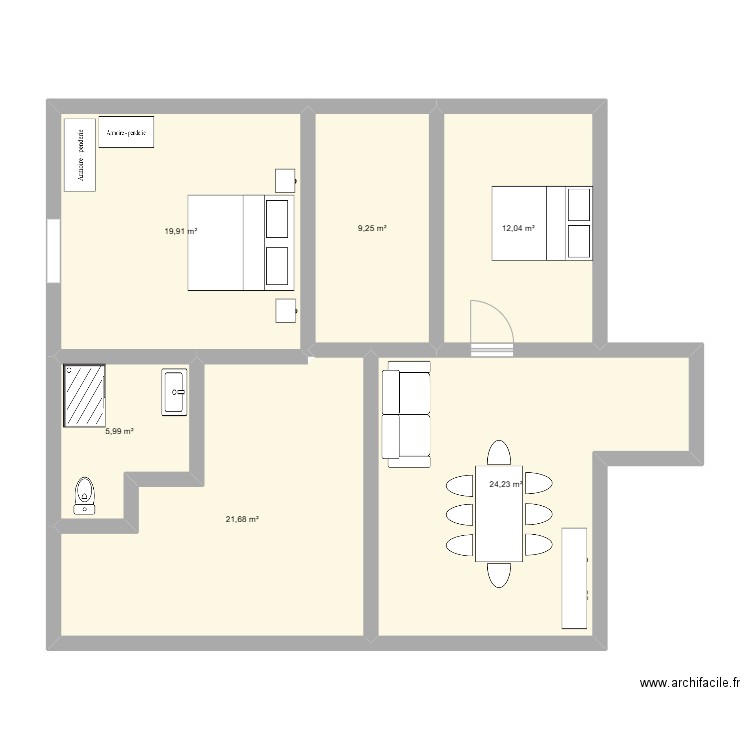 appart yann. Plan de 6 pièces et 93 m2
