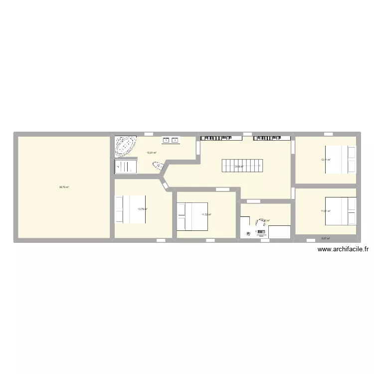 R&eacute;novation long&egrave;re haut. Plan de 9  et 131 m²