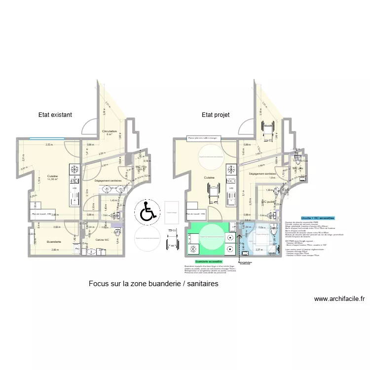 Focus espace sanitaire-buanderie V4. Plan de 24 pièces et 81 m² Focus espace sanitaire-buanderie V4. Plan de 24 pièces et 81 m²