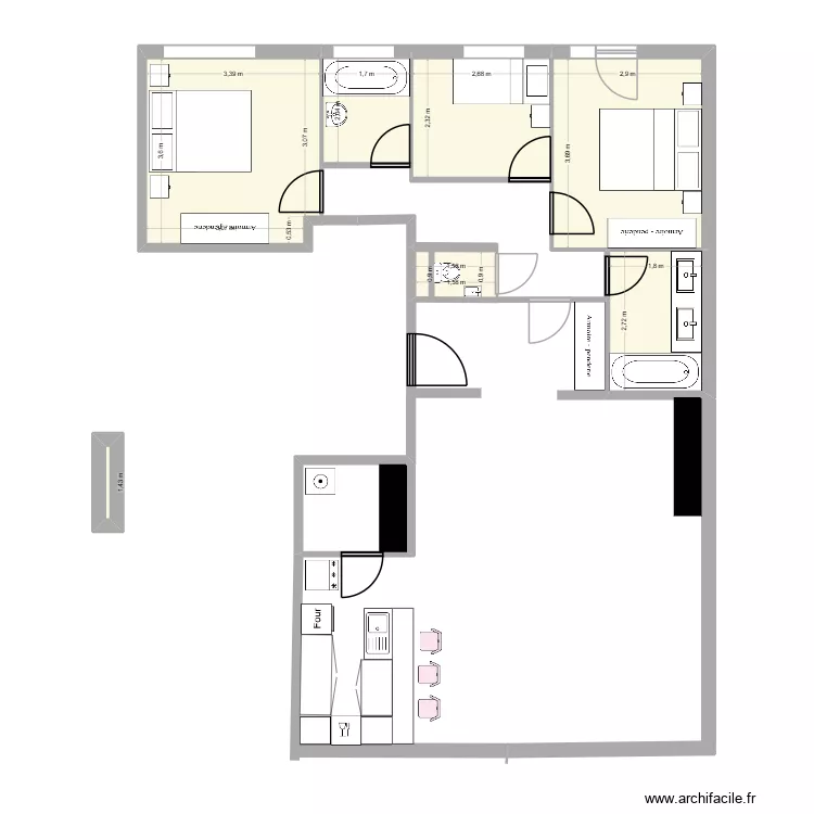 Arbre Benit. Plan de 7 et 39 m² Arbre Benit. Plan de 7 et 39 m²